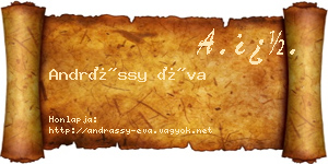 Andrássy Éva névjegykártya